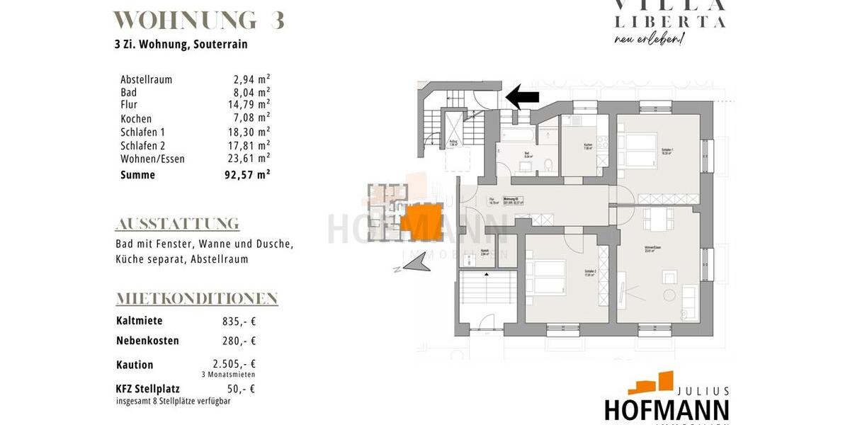 Etagenwohnung Bad Kissingen - 3 Zimmer, 93 m&sup2;, 835&euro; | Angebot:25872006