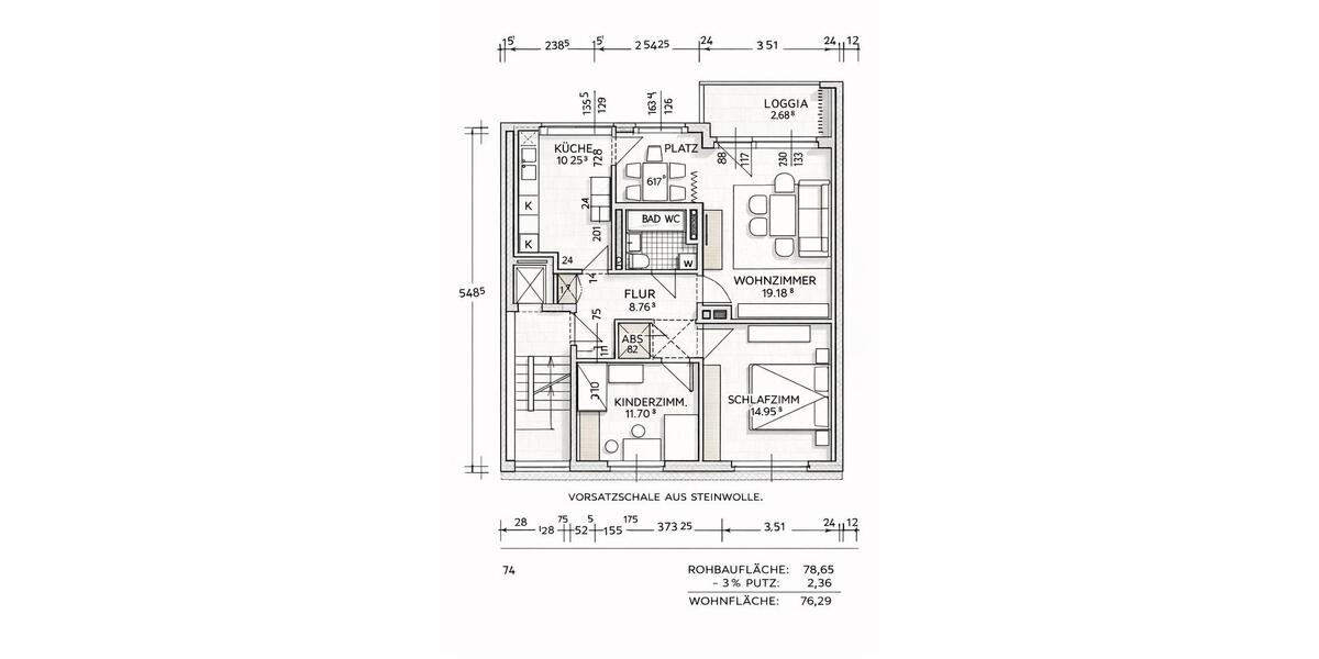 Etagenwohnung Schweinfurt Bellevue - 3 Zimmer, 76 m&sup2;, 249.000&euro; | Angebot:25172960