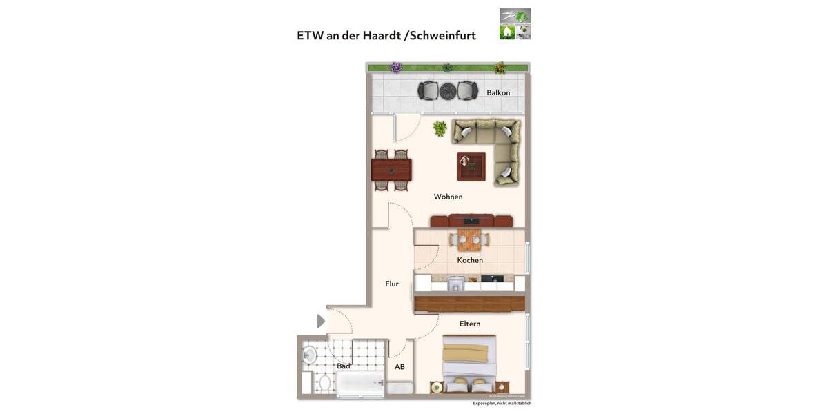 Etagenwohnung Schweinfurt Haardt - 2 Zimmer, 64 m&sup2;, 155.000&euro; | Angebot:26556825