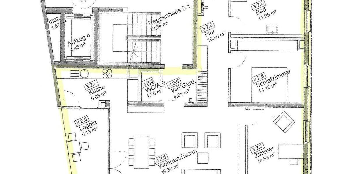 Etagenwohnung Schweinfurt Gartenstadt - 3 Zimmer, 105 m&sup2;, 1.150&euro; | Angebot:25975847