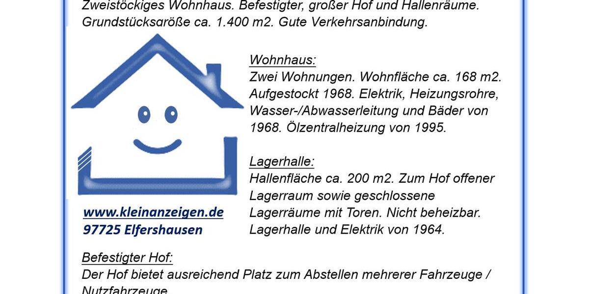 Mehrfamilienhaus, Wohnhaus Elfershausen - 250.000&euro; | Angebot:12621613