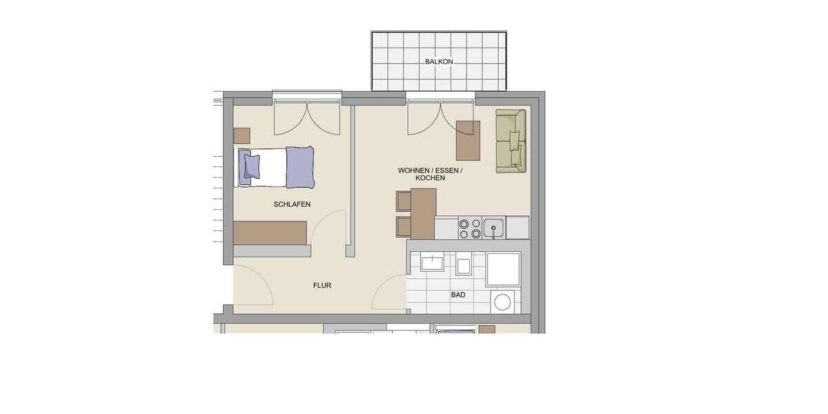 Etagenwohnung Schweinfurt Bellevue - 2 Zimmer, 39 m&sup2;, 218.000&euro; | Angebot:27010045