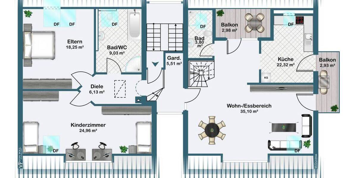 Etagenwohnung Schweinfurt Hochfeld-Steinberg - 3 Zimmer, 128 m&sup2;, 380.000&euro; | Angebot:25675419