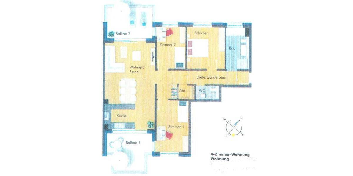 Etagenwohnung Schweinfurt Innenstadt - 4 Zimmer, 111 m&sup2;, 1.250&euro; | Angebot:26106644