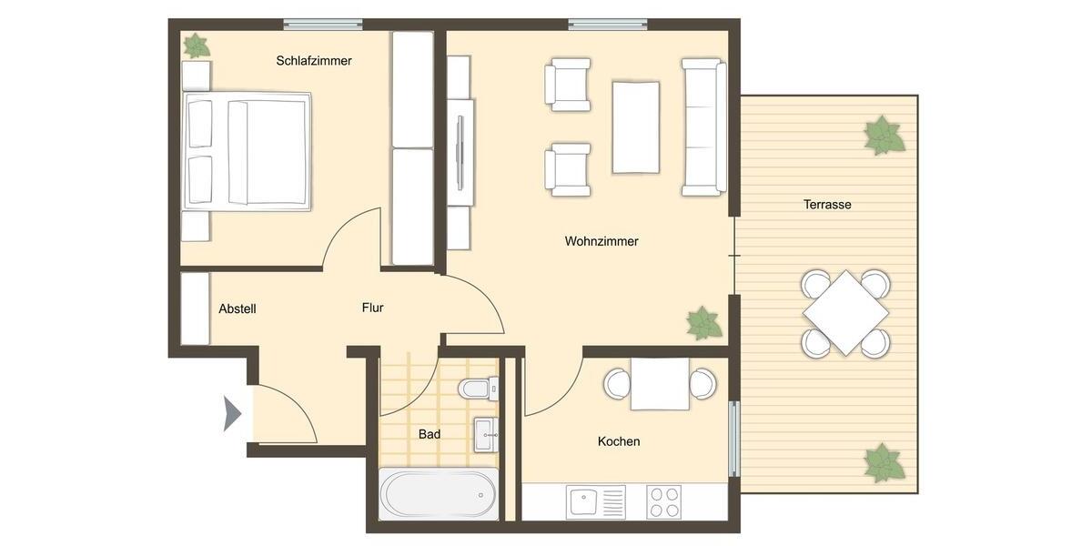 Terrassenwohnung Schweinfurt Haardt - 2 Zimmer, 55 m&sup2;, 133.250&euro; | Angebot:26084580