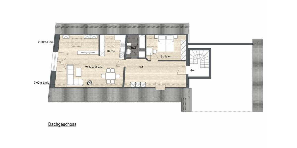 Dachgeschoßwohnung Estenfeld - 2 Zimmer, 77 m&sup2;, 990&euro; | Angebot:25415392