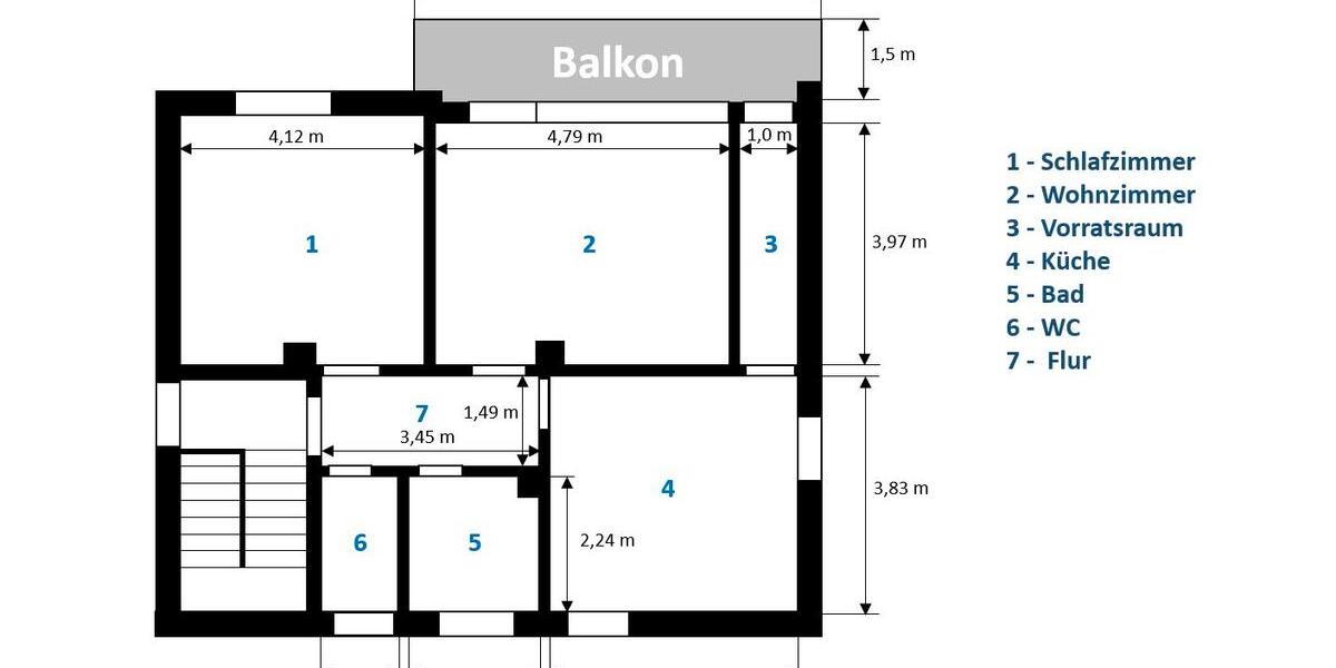 Etagenwohnung Münnerstadt - 2 Zimmer, 78 m&sup2;, 600&euro; | Angebot:26612625